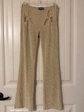 I.AM.GIA cream sheer velour pants